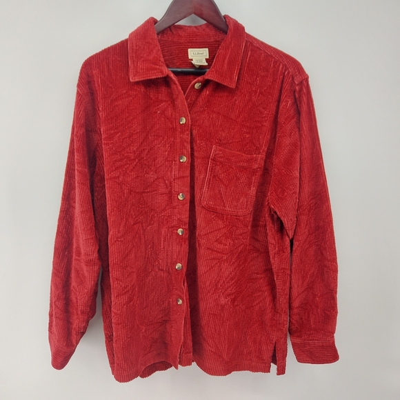 L.L. Bean Jackets & Blazers - L.L. Bean Comfort Corduroy Relaxed Shirt  Jacket Red Size XL